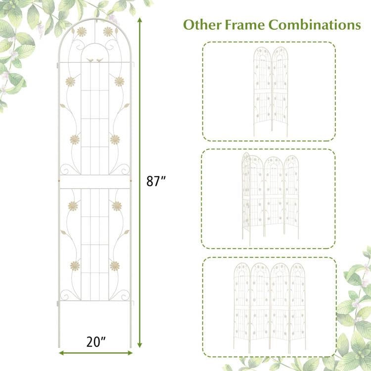 2 Pack - 7-ft Galvanized Steel Garden Trellis in White Metal Outdoor Finish FastFurnishings