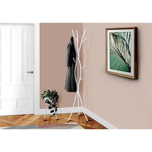 74-inch White Metal Coat Rack Entryway Hall Tree Umbrella Stand FastFurnishings