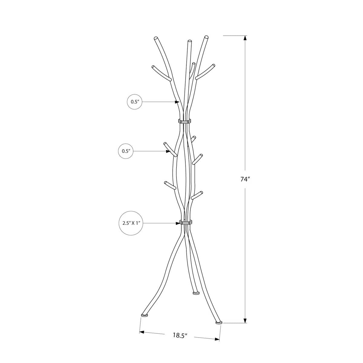 74-inch White Metal Coat Rack Entryway Hall Tree Umbrella Stand FastFurnishings