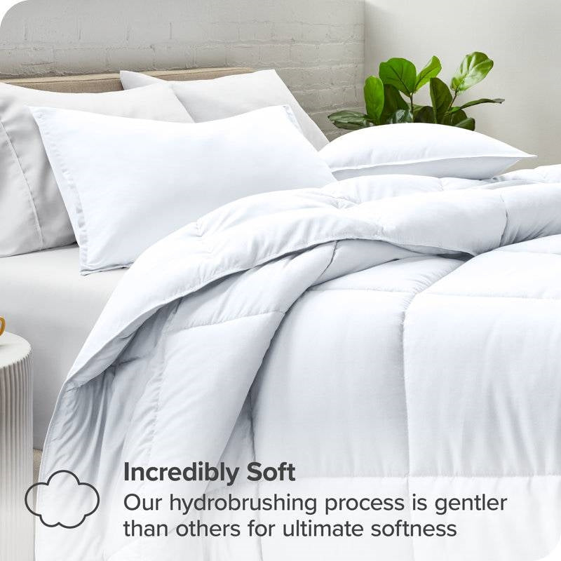 Twin/Twin XL size Super Soft Microfiber Down Alternative Comforter Set White FastFurnishings