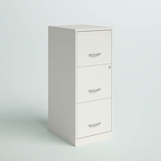 White Metal 3-Drawer Vertical File Cabinet with 2 Locking Drawers FastFurnishings