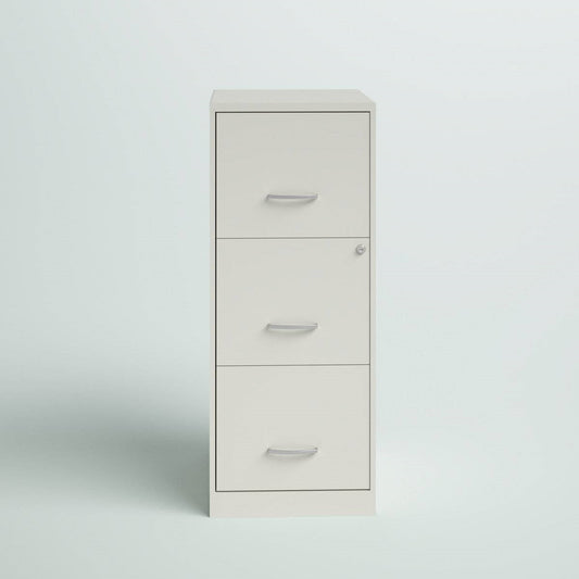 White Metal 3-Drawer Vertical File Cabinet with 2 Locking Drawers FastFurnishings