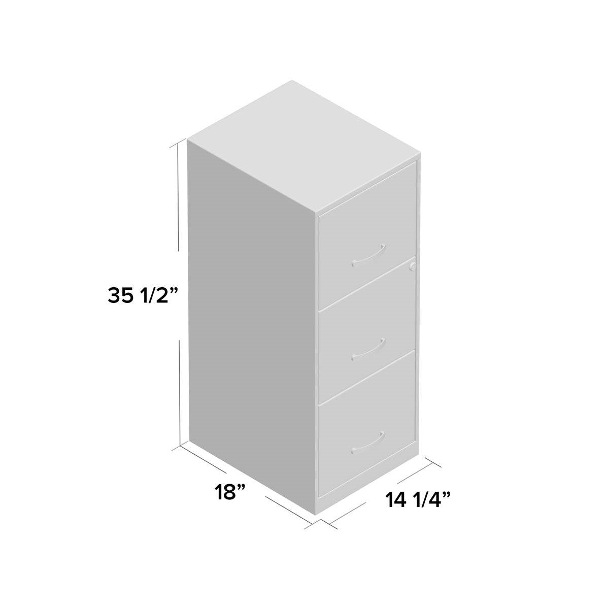 White Metal 3-Drawer Vertical File Cabinet with 2 Locking Drawers FastFurnishings