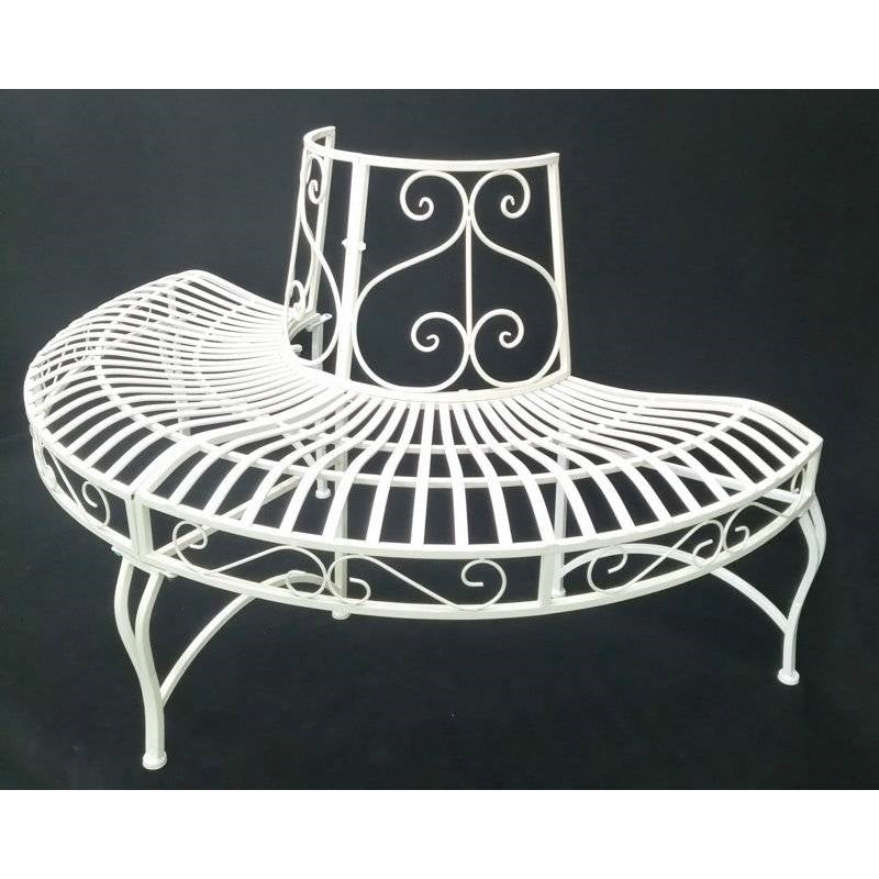 Half-Circle Outdoor White Powder Coated Aluminum Tree Bench FastFurnishings