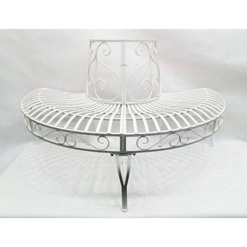 Half-Circle Outdoor White Powder Coated Aluminum Tree Bench FastFurnishings