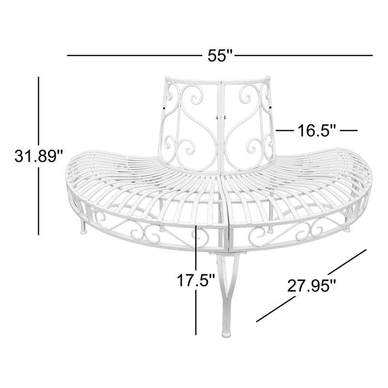 Half-Circle Outdoor White Powder Coated Aluminum Tree Bench FastFurnishings