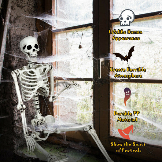 Costway 5.4ft Halloween Christmas Skeleton Life Size Realistic Full Body Hanging with Movable Joints 63 Inches W2B