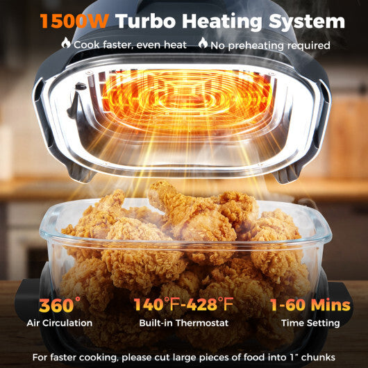 Costway 6-in-1 Portable Glass Air Fryer  4.4QT & 1.8QT Dual Glass Containers with Lids Blue W2B