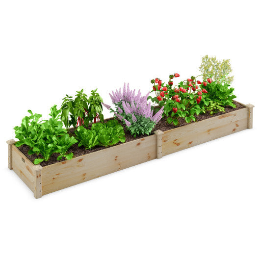 Costway Wooden Vegetable Raised Garden Bed Backyard Patio Grow Flowers Planter with 2 Planting Compartments W2B