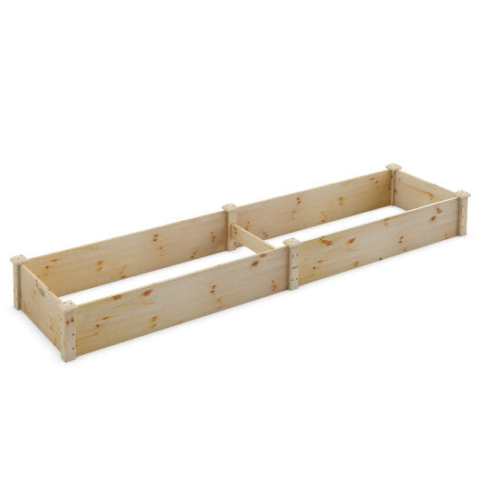 Costway Wooden Vegetable Raised Garden Bed Backyard Patio Grow Flowers Planter with 2 Planting Compartments W2B