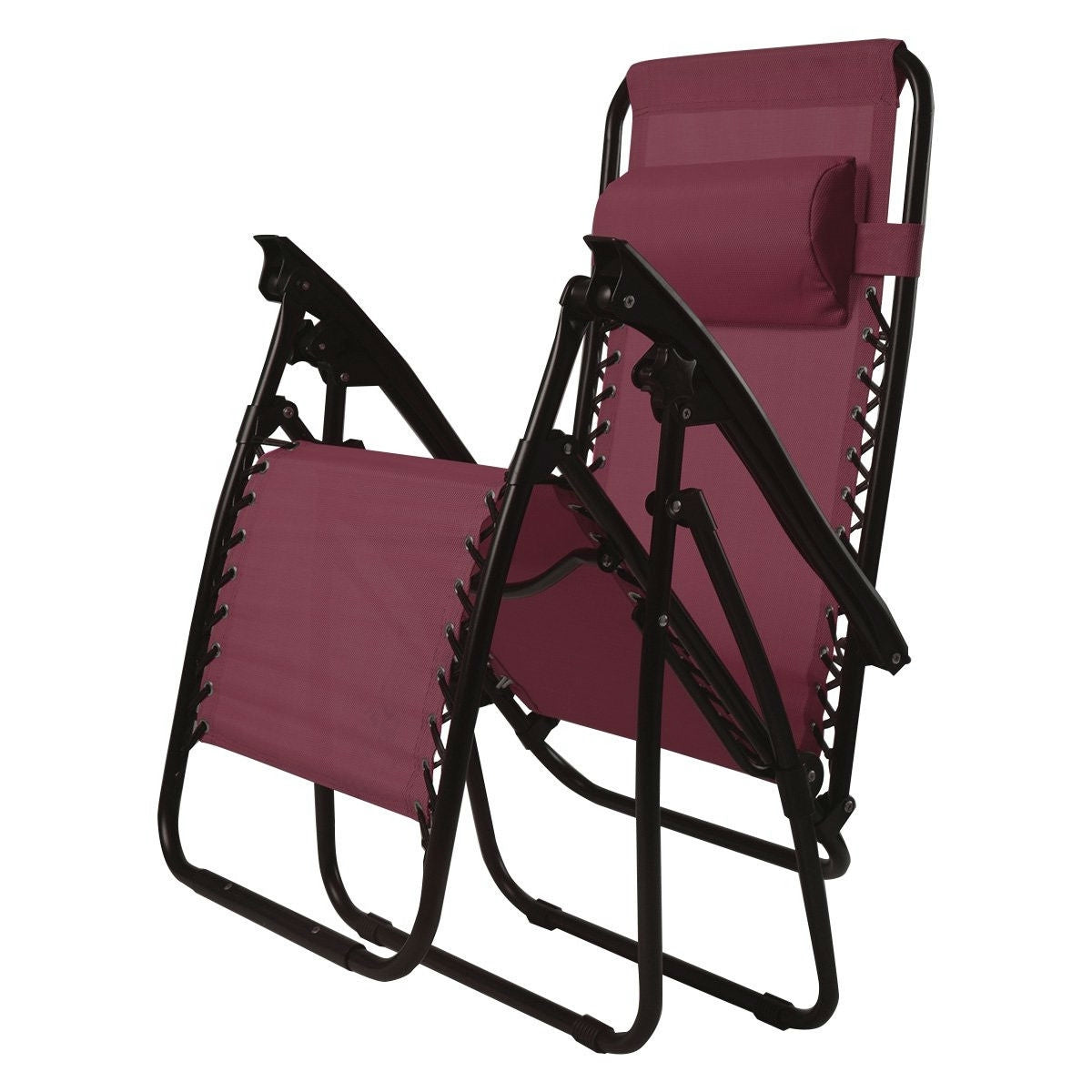 Set of 2 Burgundy Wine Red Folding Outdoor Zero Gravity Lounge Chair FastFurnishings