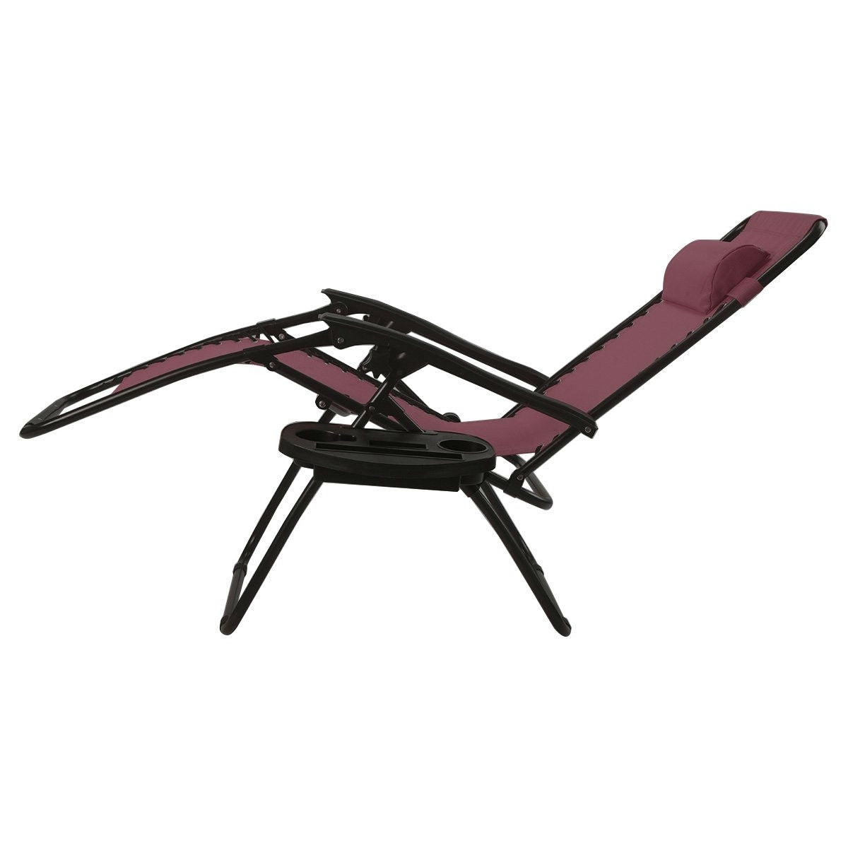 Set of 2 Burgundy Wine Red Folding Outdoor Zero Gravity Lounge Chair FastFurnishings