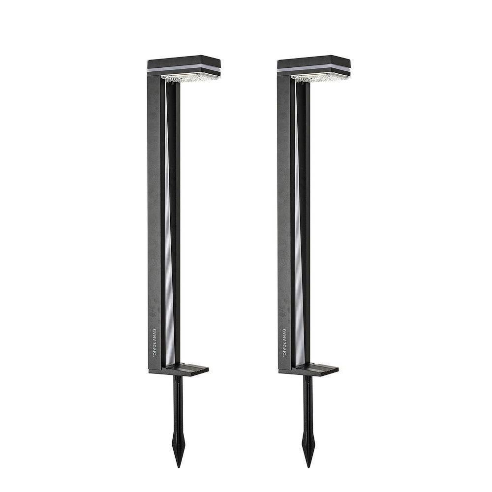 Set of 2 - Modern Outdoor Solar Light White LED Path Outdoor Yard Lighting FastFurnishings