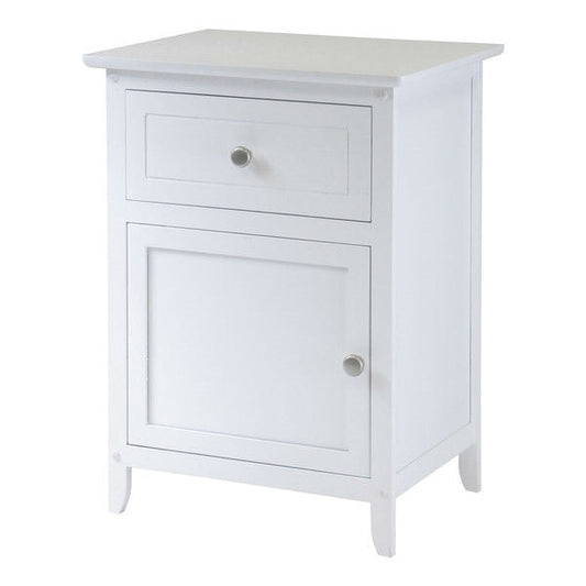 White 1-Drawer Bedroom Bedside Table Cabinet Nightstand End Table-0