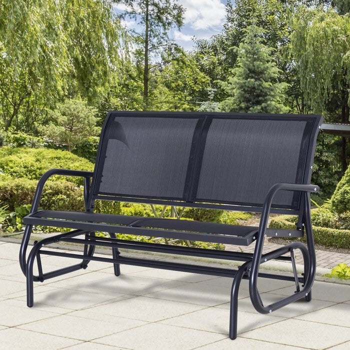 2 Seater Mesh Outdoor Patio Swing Glider Dark Gray FastFurnishings