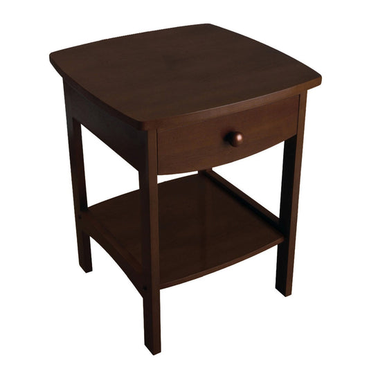 Walnut Finish Accent Table Nightstand with One Drawer-0