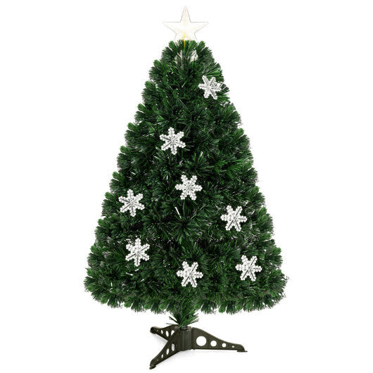 Costway LED Optic Artificial Christmas Tree with Snowflakes-3 Feet W2B