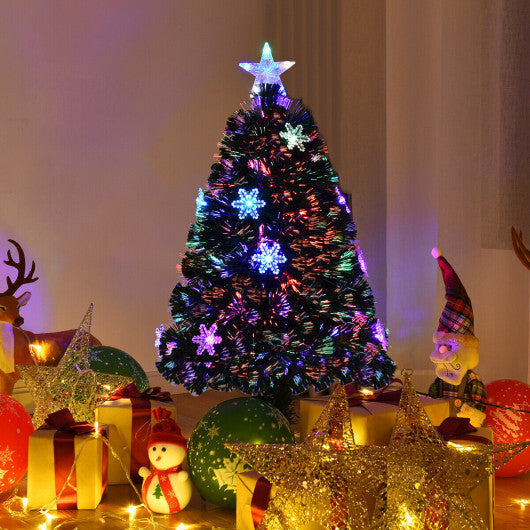 Costway LED Optic Artificial Christmas Tree with Snowflakes-3 Feet W2B