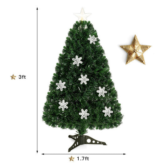 Costway LED Optic Artificial Christmas Tree with Snowflakes-3 Feet W2B