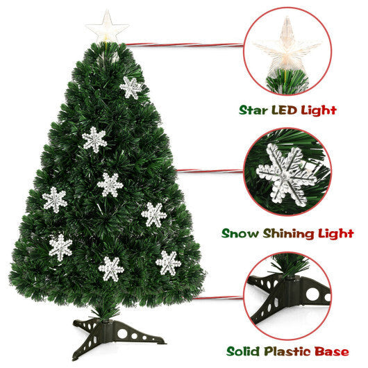 Costway LED Optic Artificial Christmas Tree with Snowflakes-3 Feet W2B