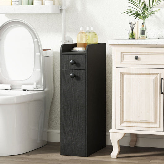Costway Small Bathroom Storage Cabinet 4-Tier with Slide Out Drawers on Casters-Black W2B