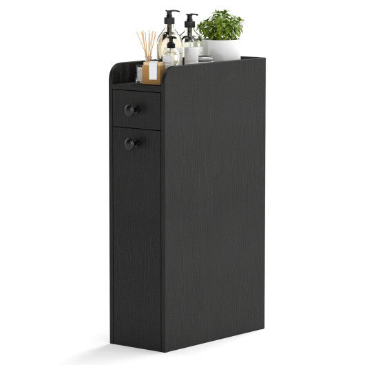 Costway Small Bathroom Storage Cabinet 4-Tier with Slide Out Drawers on Casters-Black W2B