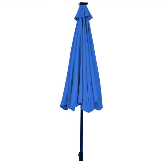 Costway 10' Solar LED Lighted Patio Market Umbrella Shade Tilt Adjustment Crank-Blue W2B