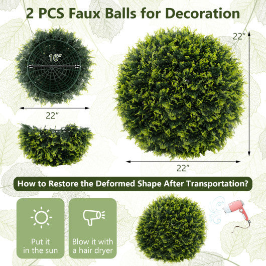 Costway 2 Pieces 18/22 Inches Indoor Outdoor Faux Decorative Balls for Patio Garden Front Door Balcony and Backyard-M W2B