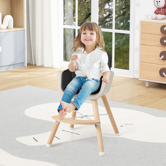 Babyjoy 3 in 1 Convertible Wooden High Chair Toddler Feeding Chair with Cushion Black W2B
