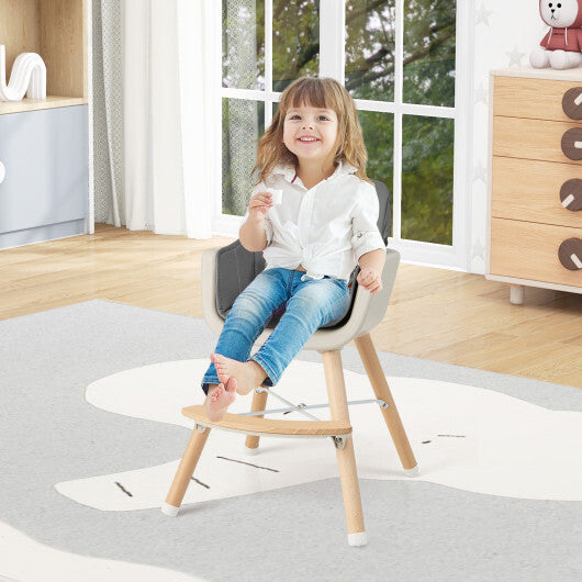 Babyjoy 3 in 1 Convertible Wooden High Chair Toddler Feeding Chair with Cushion Dark Grey W2B