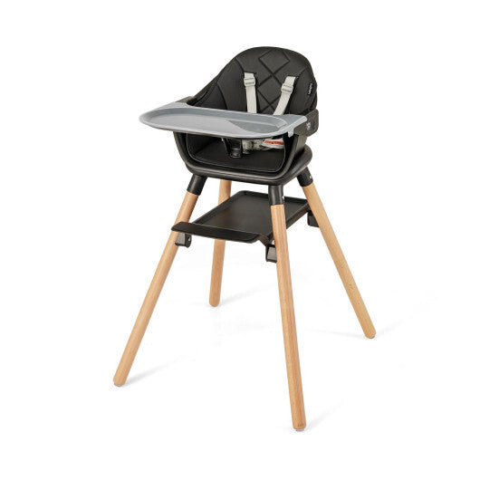 Costway 6 in 1 Convertible Highchair with Safety Harness and Removable Tray Black W2B