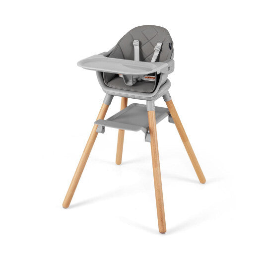 Babyjoy 6 in 1 Convertible Highchair with Safety Harness and Removable Tray Gray W2B