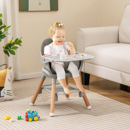 Babyjoy 6 in 1 Convertible Highchair with Safety Harness and Removable Tray Gray W2B