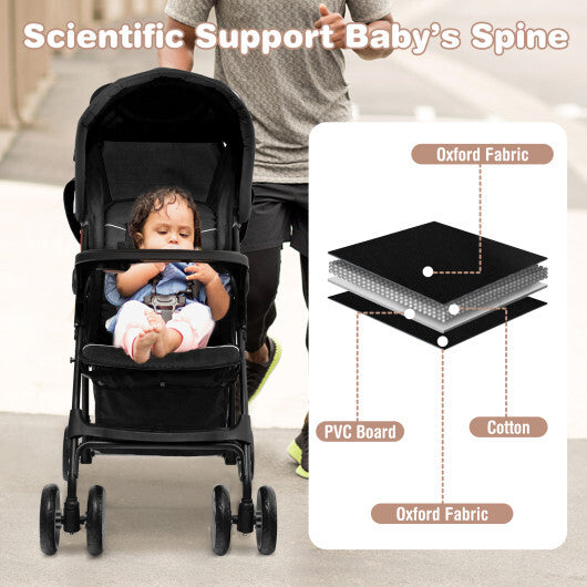 Costway Foldable Lightweight Baby Stroller Travel Pushchair 0-36 Months Age Group 13 lbs Black W2B