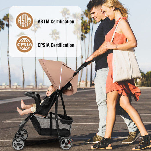 Costway Foldable Lightweight Baby Stroller Travel Pushchair 0-36 Months Age Group 13 lbs Coffee W2B