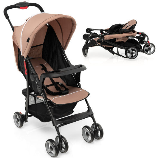 Costway Foldable Lightweight Baby Stroller Travel Pushchair 0-36 Months Age Group 13 lbs Coffee W2B