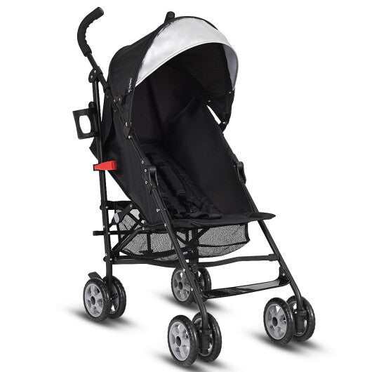 Costway Folding Lightweight Baby Toddler Umbrella Travel Stroller with Storage Basket Black W2B