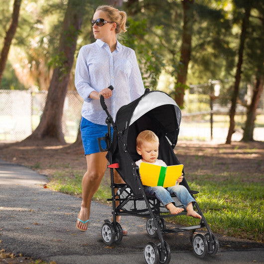 Costway Folding Lightweight Baby Toddler Umbrella Travel Stroller with Storage Basket Black W2B