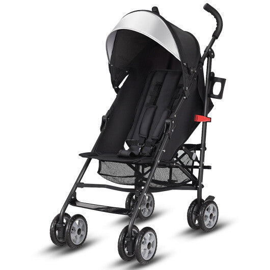 Costway Folding Lightweight Baby Toddler Umbrella Travel Stroller with Storage Basket Black W2B