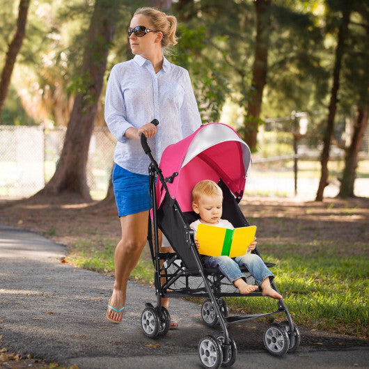 Costway Folding Lightweight Baby Toddler Umbrella Travel Stroller with Storage Basket Pink W2B