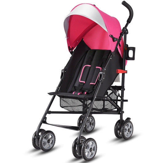 Costway Folding Lightweight Baby Toddler Umbrella Travel Stroller with Storage Basket Pink W2B