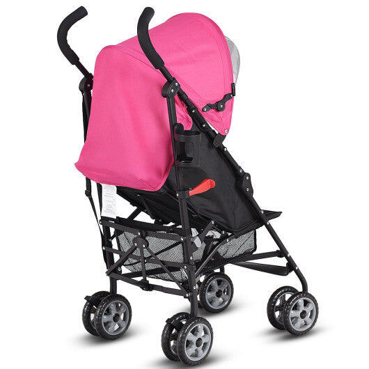 Costway Folding Lightweight Baby Toddler Umbrella Travel Stroller with Storage Basket Pink W2B