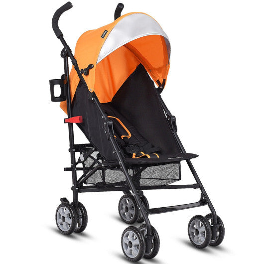 Costway Folding Lightweight Baby Toddler Umbrella Travel Stroller with Storage Basket Orange W2B