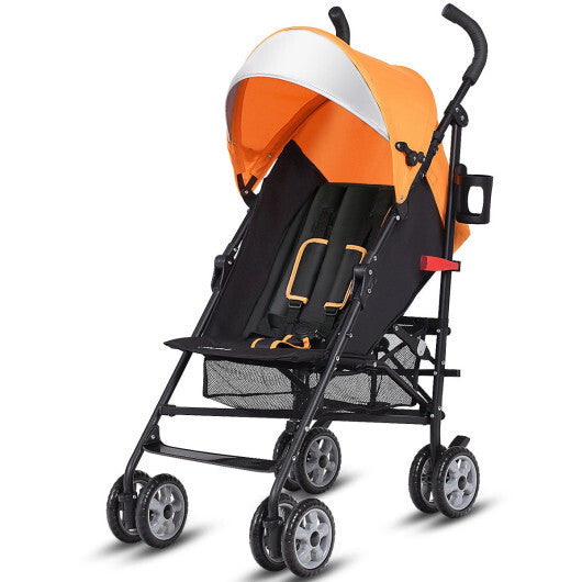 Costway Folding Lightweight Baby Toddler Umbrella Travel Stroller with Storage Basket Orange W2B