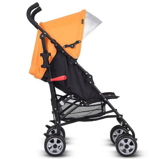 Costway Folding Lightweight Baby Toddler Umbrella Travel Stroller with Storage Basket Orange W2B