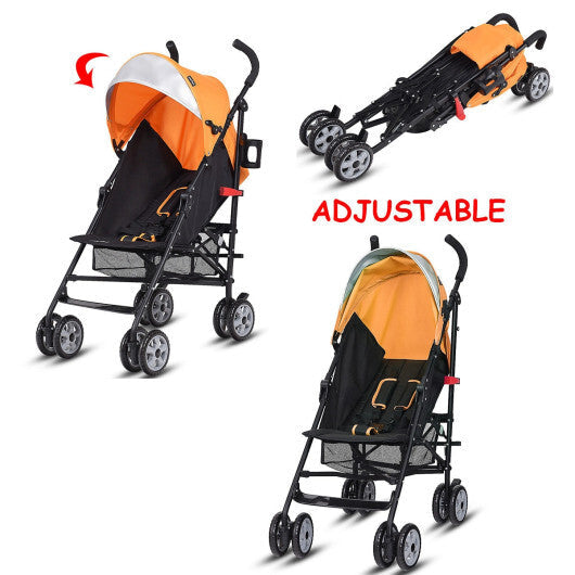 Costway Folding Lightweight Baby Toddler Umbrella Travel Stroller with Storage Basket Orange W2B