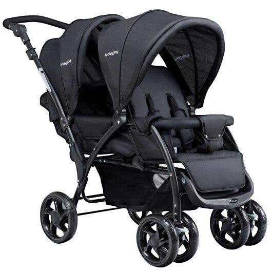 Costway Double Stroller Foldable Baby Twin Lightweight Travel Stroller Infant Pushchair Black W2B