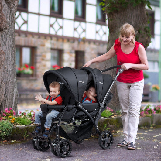 Costway Double Stroller Foldable Baby Twin Lightweight Travel Stroller Infant Pushchair Black W2B