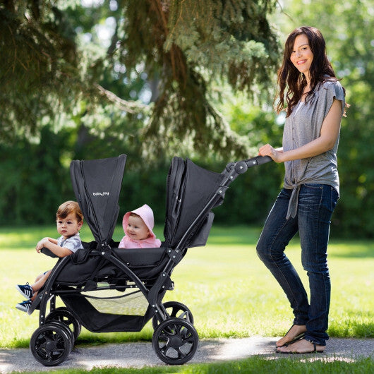 Costway Double Stroller Foldable Baby Twin Lightweight Travel Stroller Infant Pushchair Black W2B