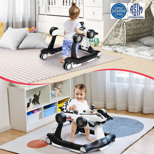 Costway 4-in-1 Baby Walker Foldable Activity Push Walker Adjustable White